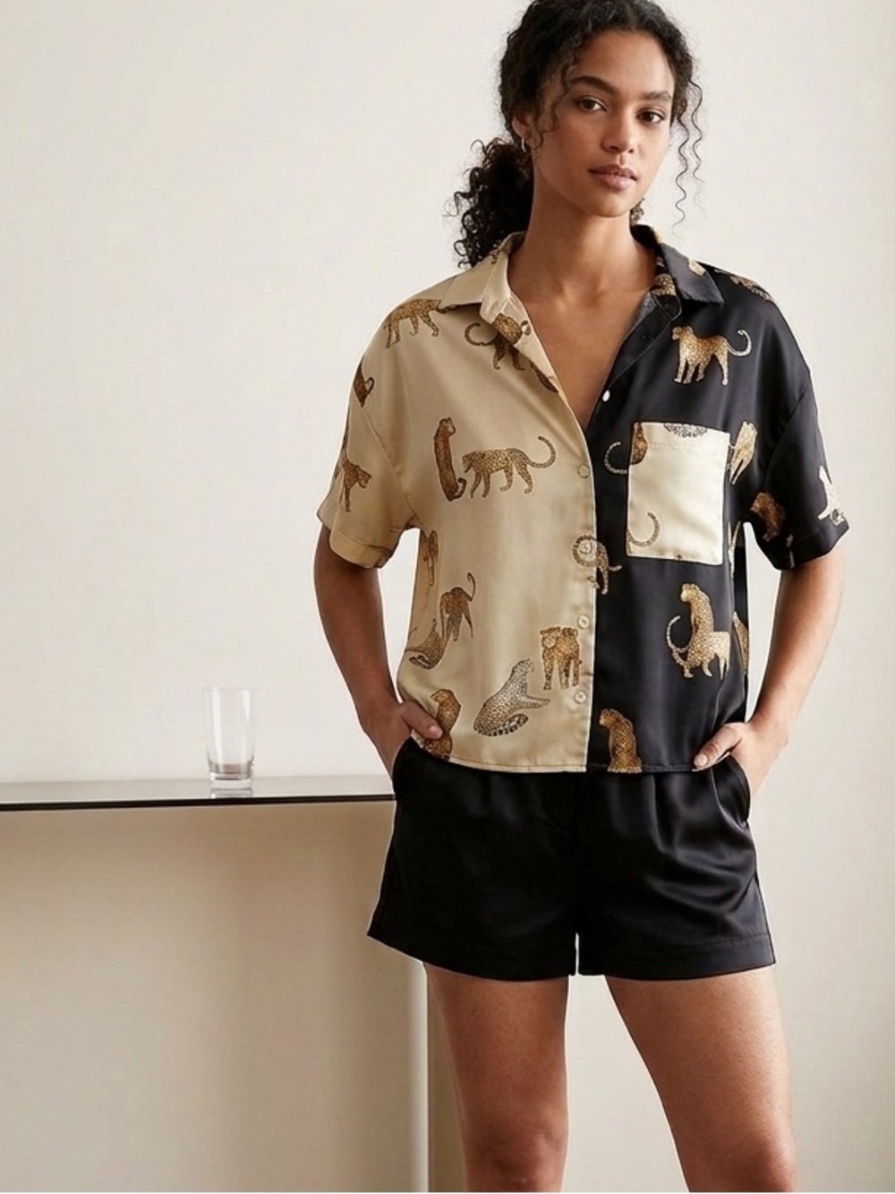 Two-Tone Animal Print  - Black/Cream
